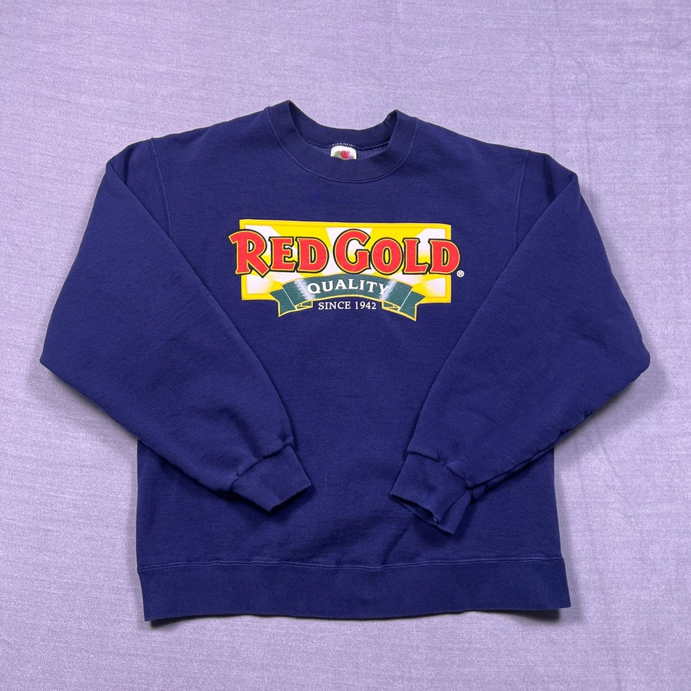 VTG Fruit of the Loom Red Gold Quality Mens Navy Blue Crewneck Sweatshirt M